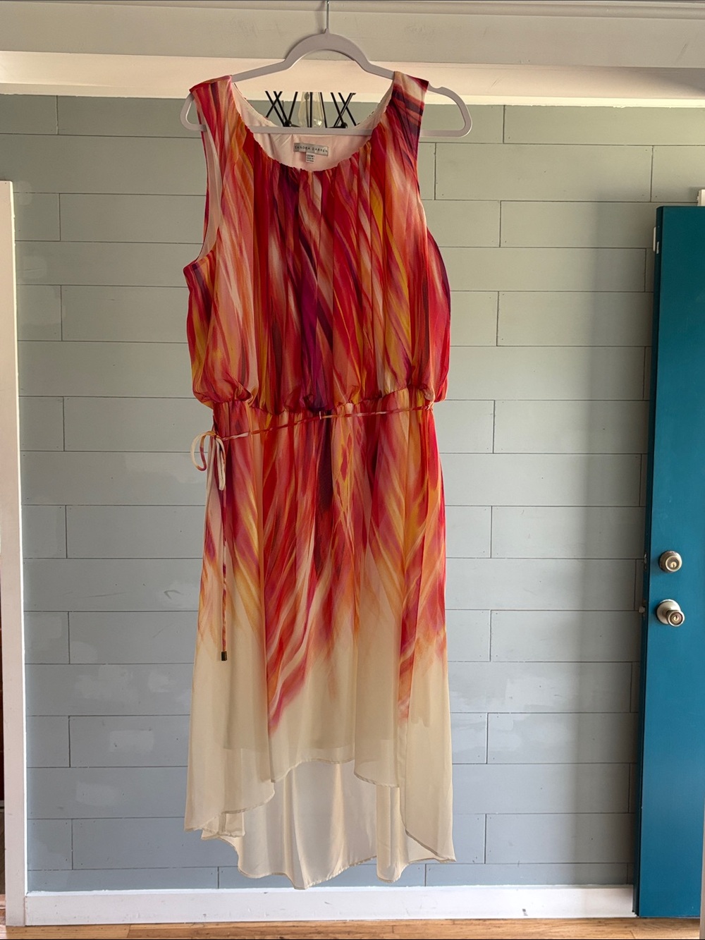 Sandra‎ Darren Pink and Coral Sleeveless Printed Dress